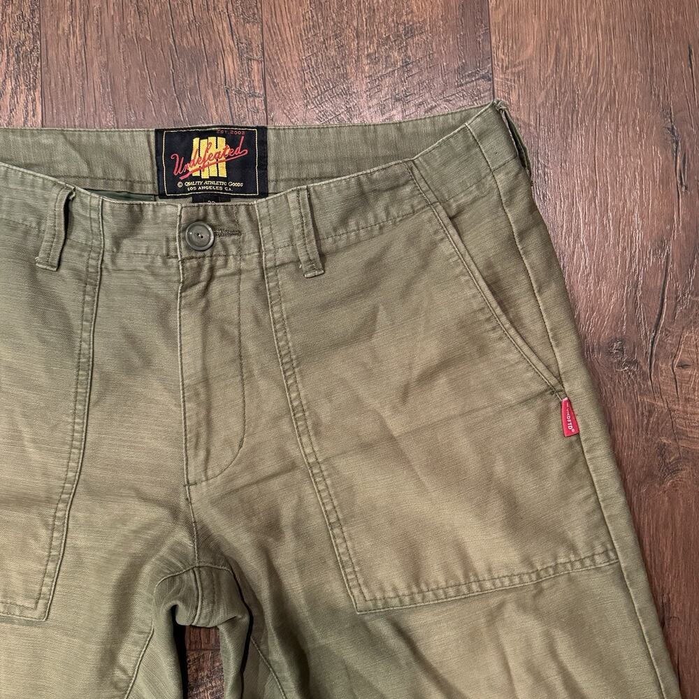 Vintage Undefeated Pants Army Military Chino Green Pants Crazy Fade Size 32 - Picture 2 of 10